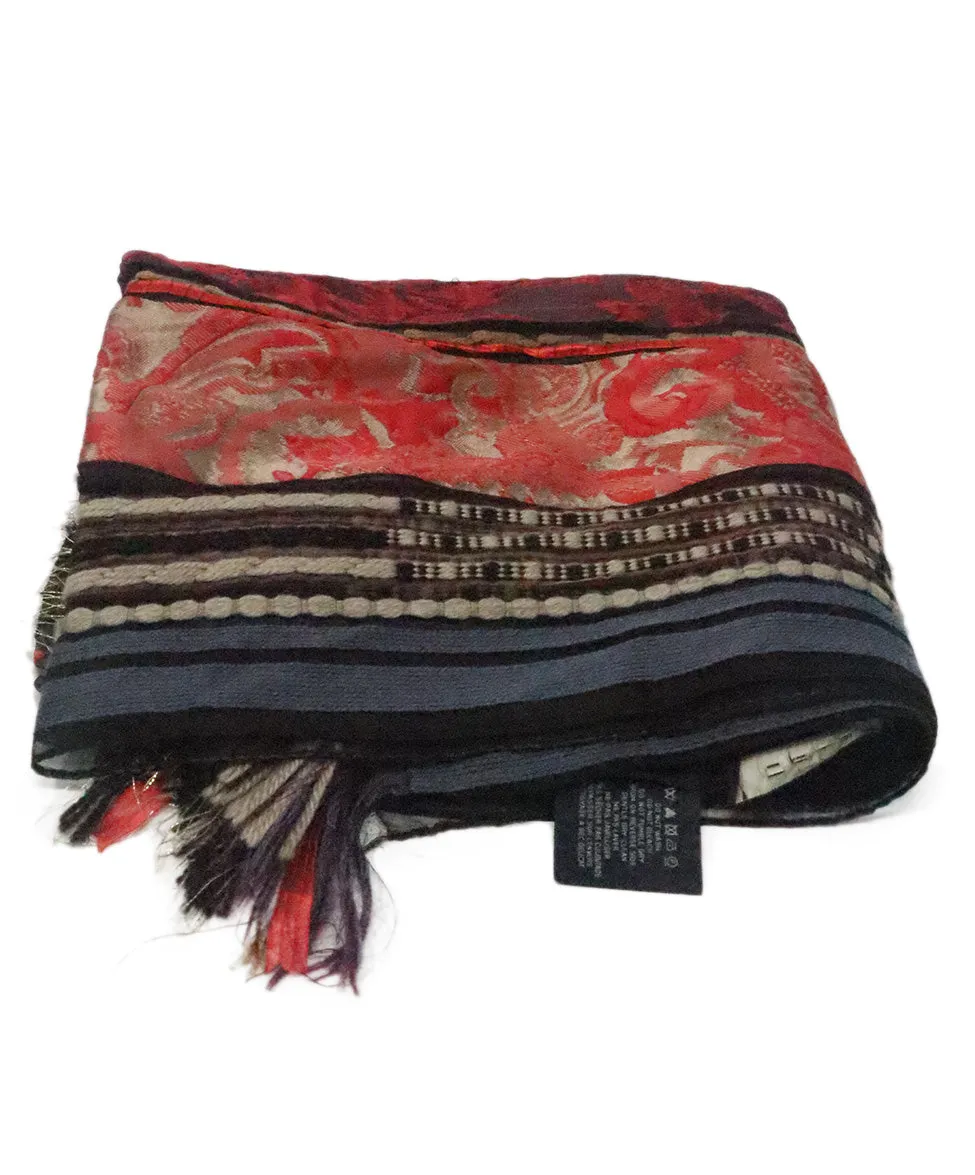 Etro Red & Brown Lurex Shawl