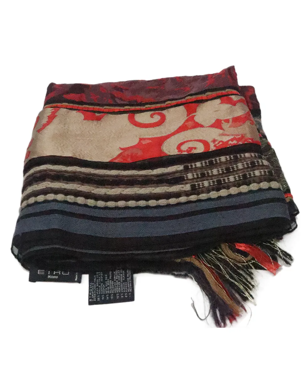 Etro Red & Brown Lurex Shawl