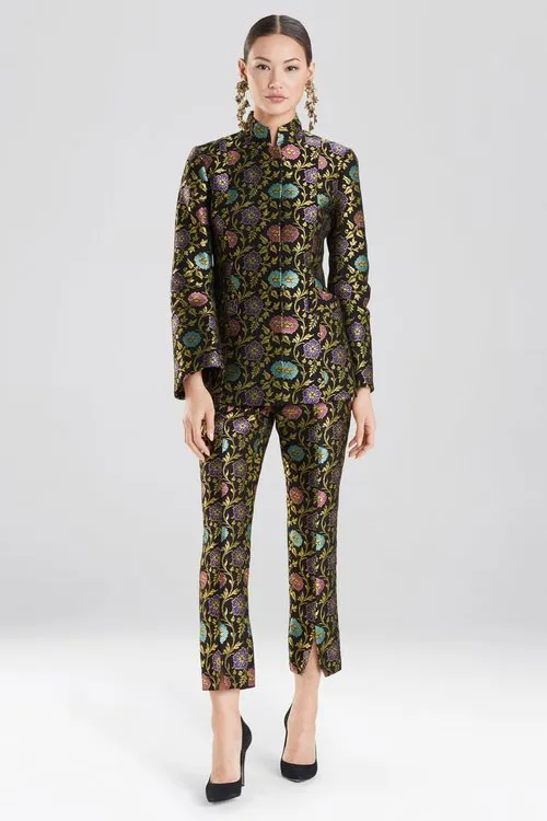Ornate Floral Mandarin Collar Jacket