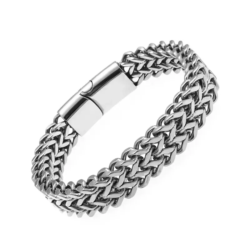 Zodiac Double Headed Snake Bracelet Men Stainless Steel Ring Buckle Bracelet Punk Motorcycle Party Jewelry Accessories